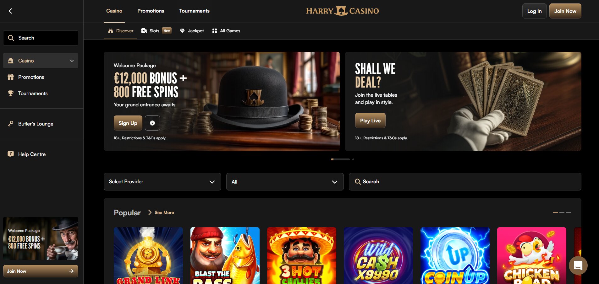 homepagina van harry casino zonder cruks
